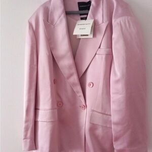 Massimo Dutti Soft Pink Double-Breasted Blazer